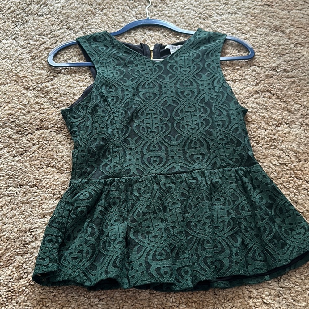 Green lace peplum top